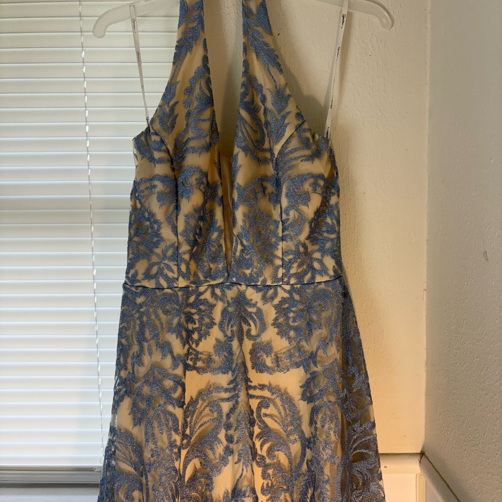 Chic Backless Blue Lace Dress